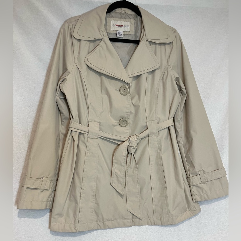 Weather Tamer Short Belted Lined Trench Coat Women’s Size Medium Spring Rain